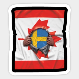 Sweden Flag Canadian Flag Ripped - Gift for Swede From Sweden Sticker
